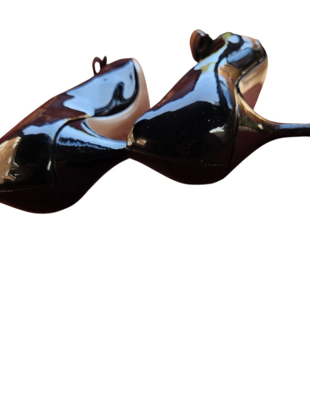 Salvatore Ferragamo Brown Patent Leather Bow Pumps - Picture 4 of 8